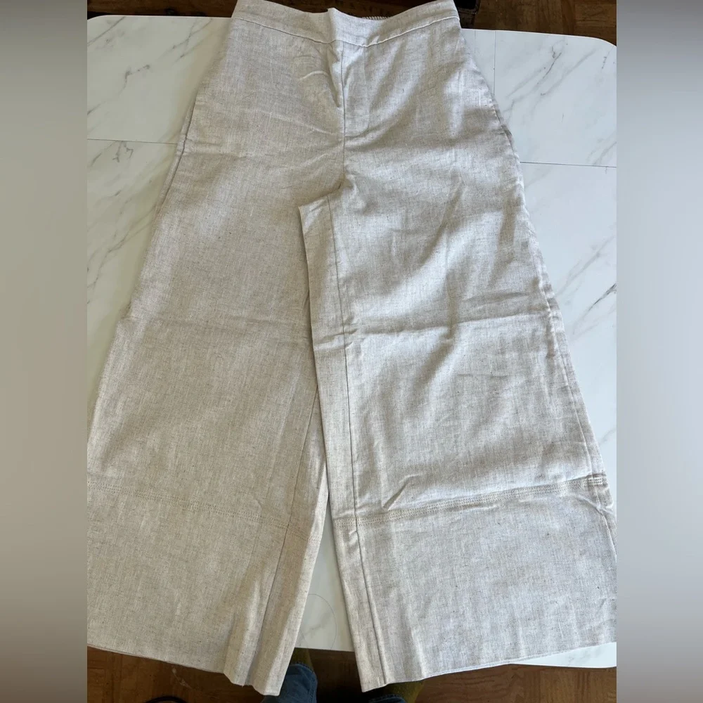 NWT Banana Republic Wide Leg Cropped Linen Blend Pant Size XXS